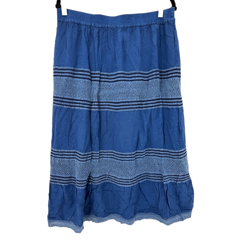 Studio West Apparel Denim Skirt Blue Lace Lightweight Boho Cottagecore Festival